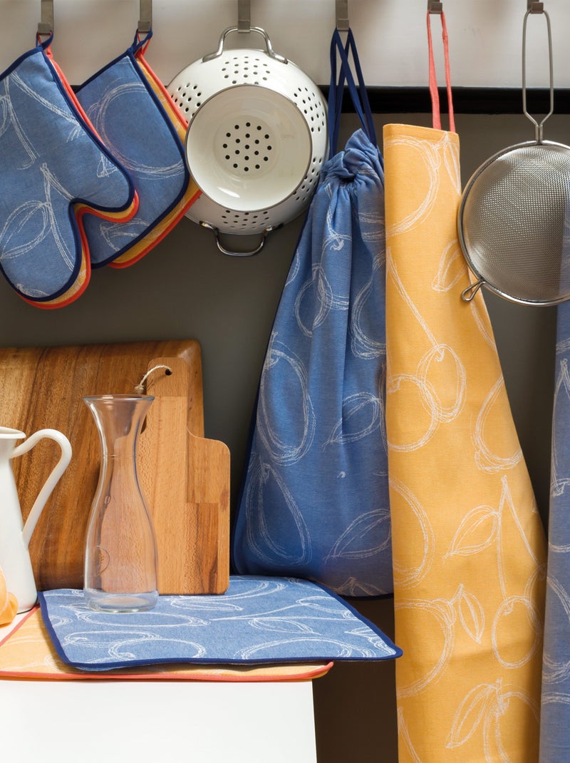 Tablier de cuisine 60x90 toile coton LINE Bleu - Kiabi