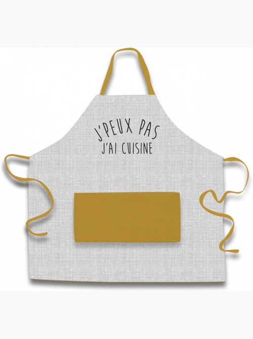 Tablier de cuisine adulte 100% coton 'J'peux pas j'ai cuisine' – Future Home - Kiabi