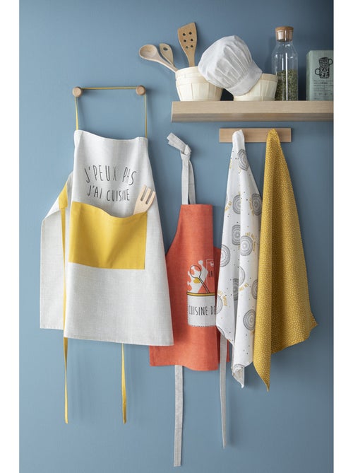 Tablier de cuisine adulte 100% coton 'J'peux pas j'ai cuisine' – Future Home - Kiabi