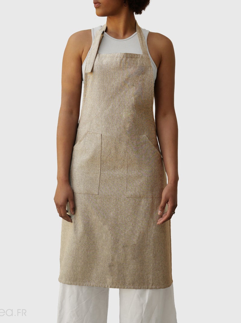 Tablier de cuisine coton HONO Boucle d'accroche Camel - Kiabi