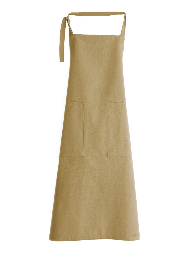 Tablier de cuisine coton HONO Liens à nouer Marron cappuccino - Kiabi