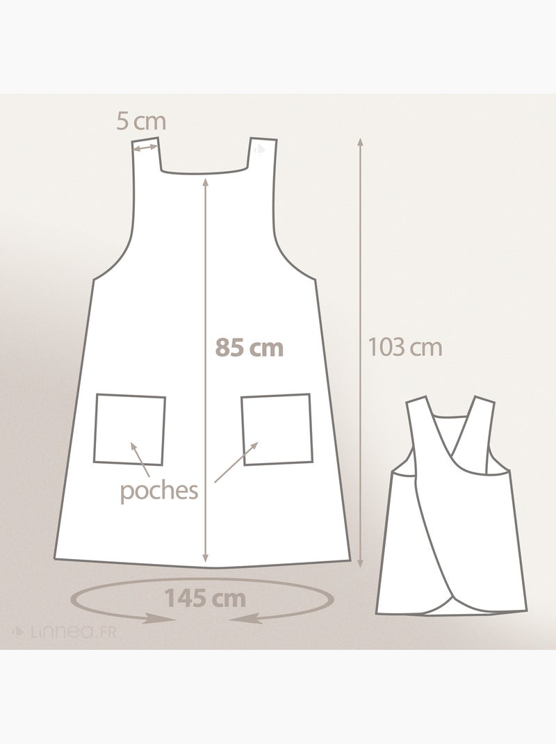 Tablier de cuisine coton LILI Attache japonaise Kaki - Kiabi
