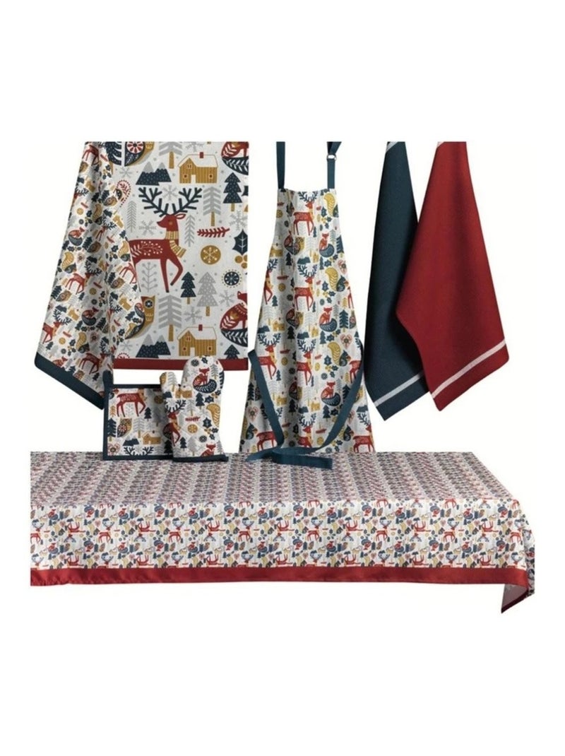 Tablier en coton Animaux d hiver Blanc - Kiabi