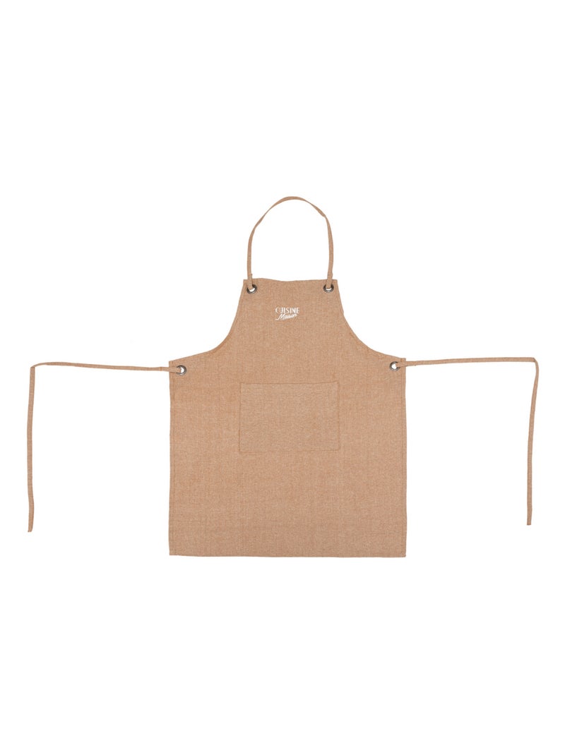 Tablier en coton avec broderie Orange corail - Kiabi