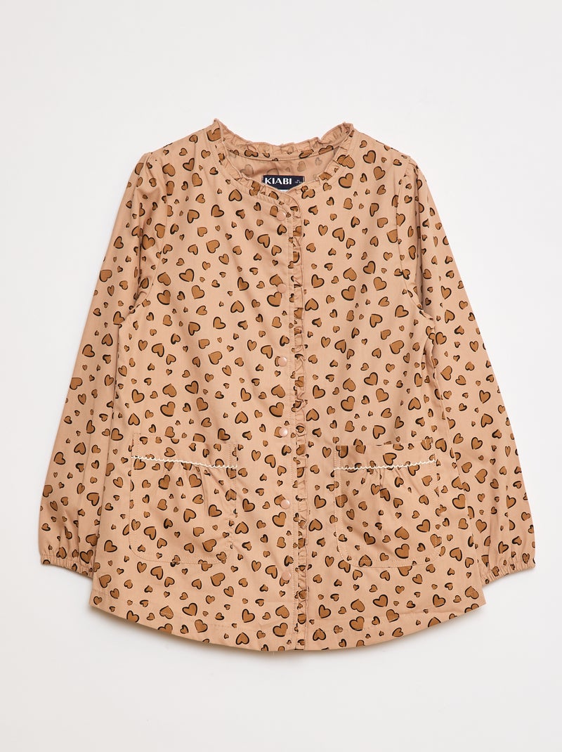 Tablier en popeline à manches longues Beige - Kiabi