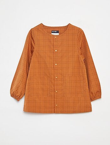 Tablier en popeline à manches longues