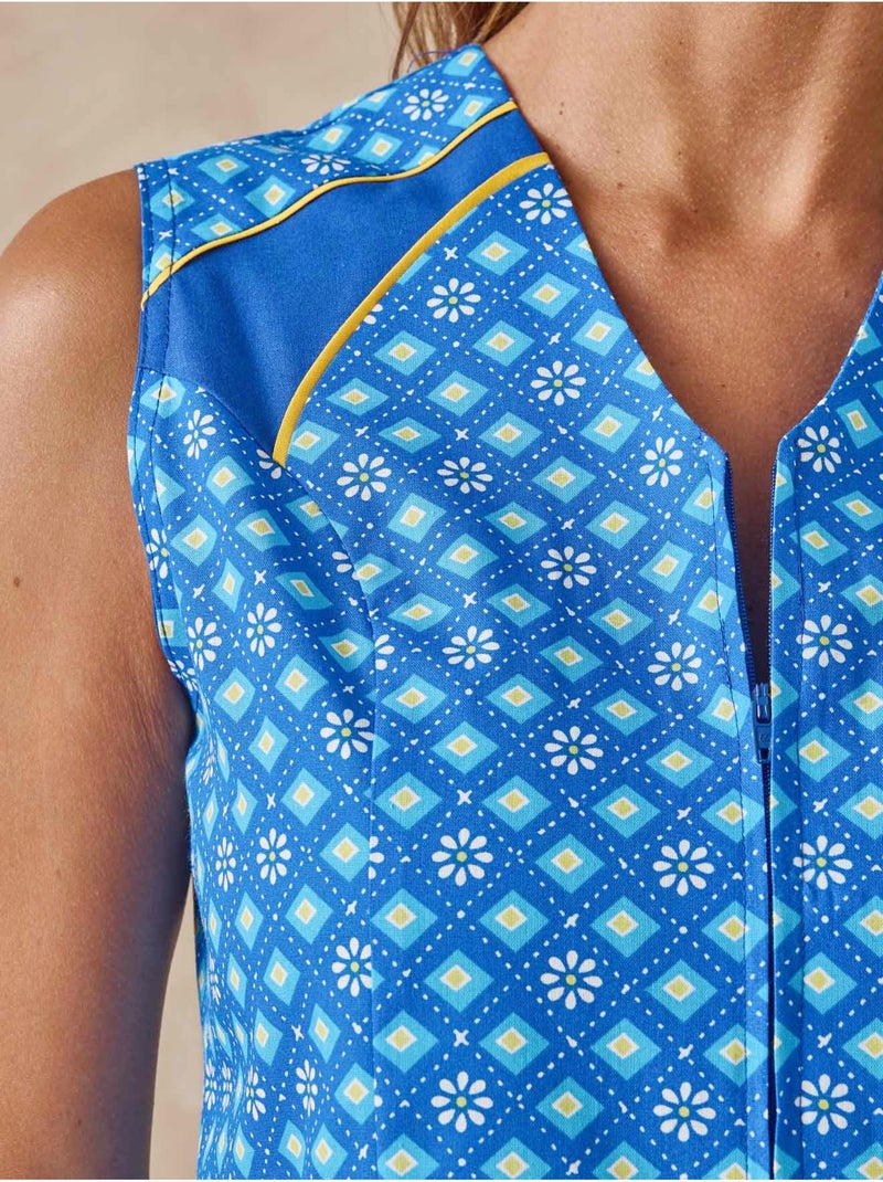 Tablier femme zippé sans manches - DAXON Bleu Multicolore - Kiabi