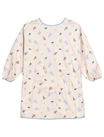 Tablier imperméable manches longues enfants - Happy Fruits bleu clair