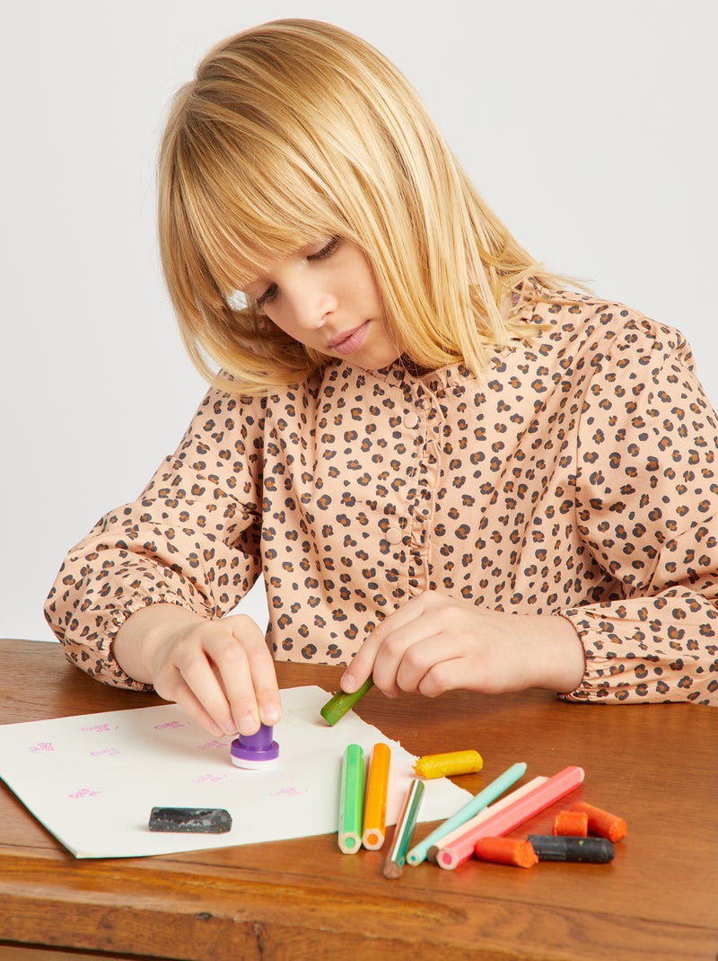 Tablier imprimé avec ouverture boutonnée Beige 'léopard' - Kiabi