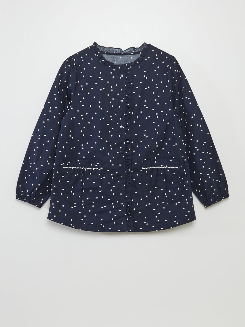Tablier imprimé avec ouverture boutonnée Bleu marine à pois - Kiabi