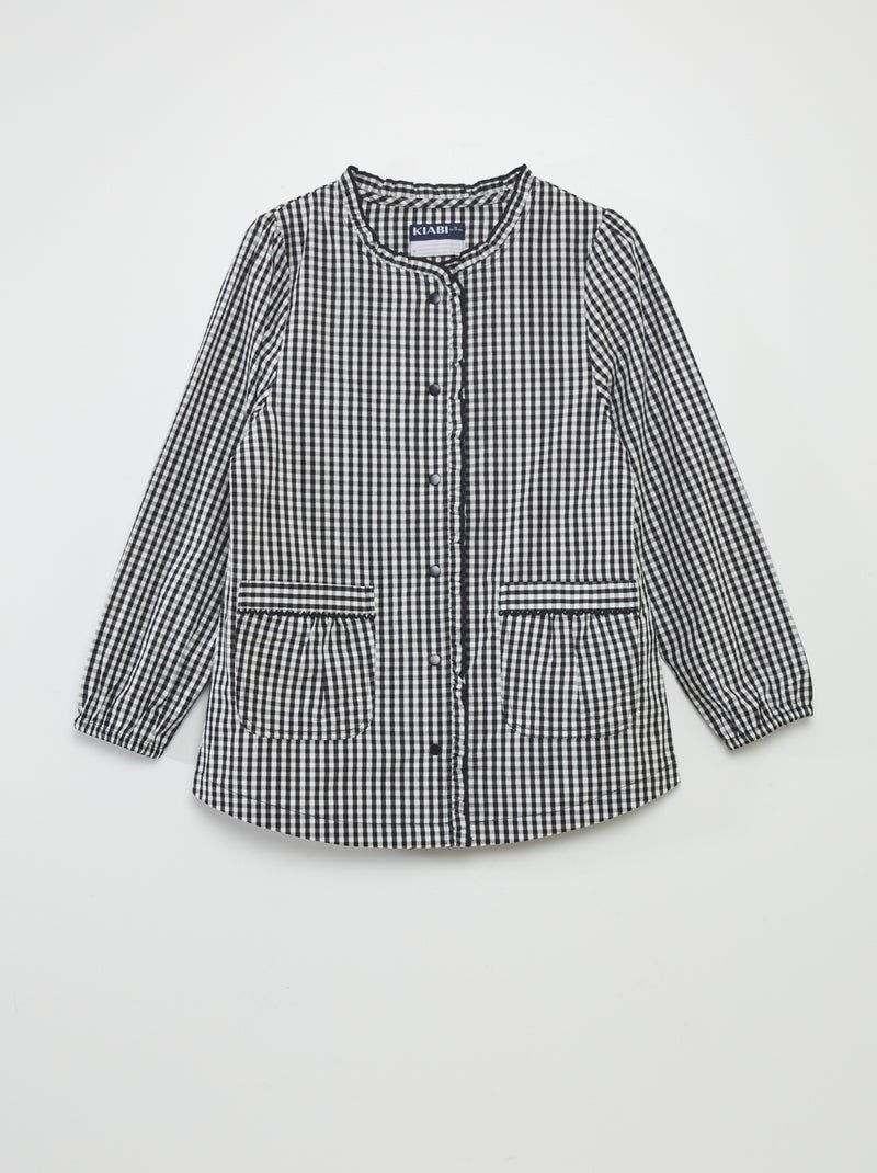 Tablier imprimé avec ouverture boutonnée Noir/blanc vichy - Kiabi
