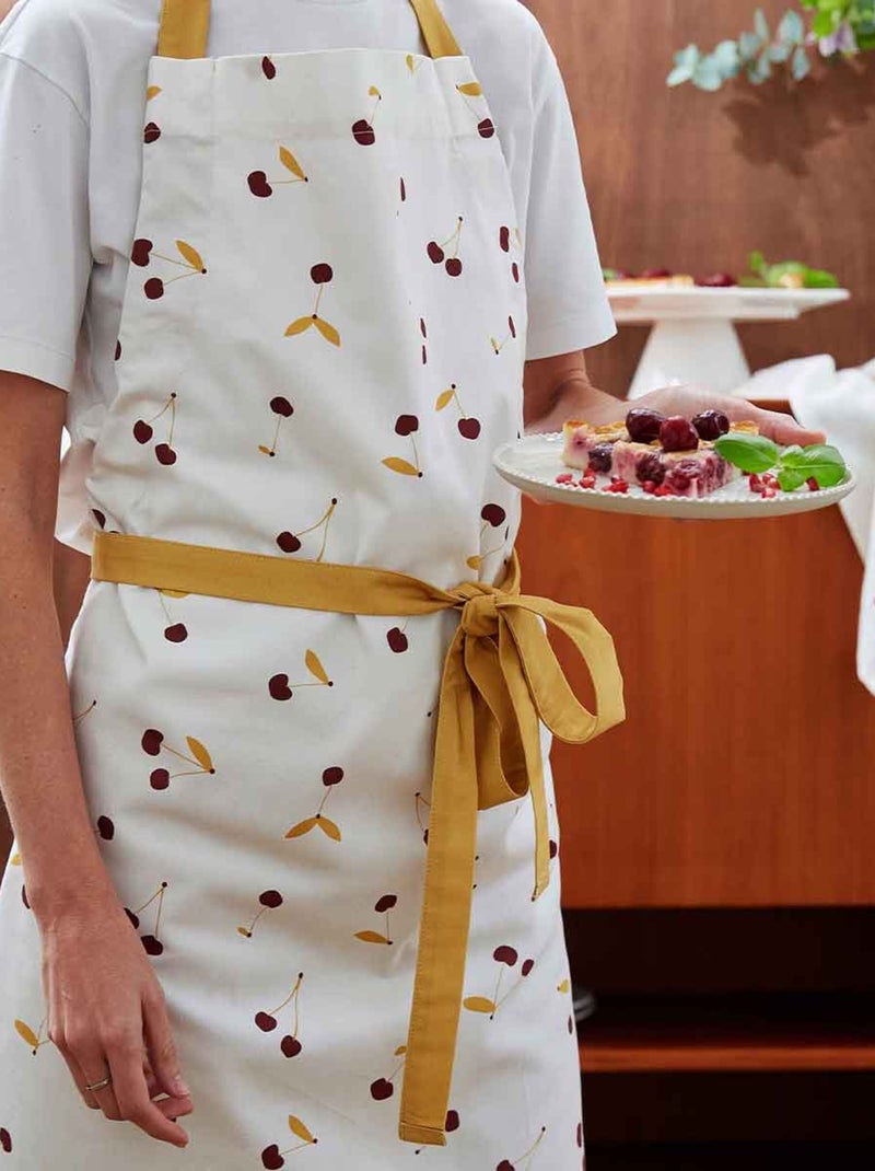 Tablier imprimé en coton, CERISES Rouge clair - Kiabi