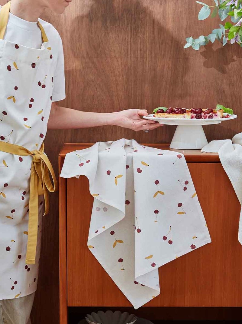 Tablier imprimé en coton, CERISES Rouge clair - Kiabi