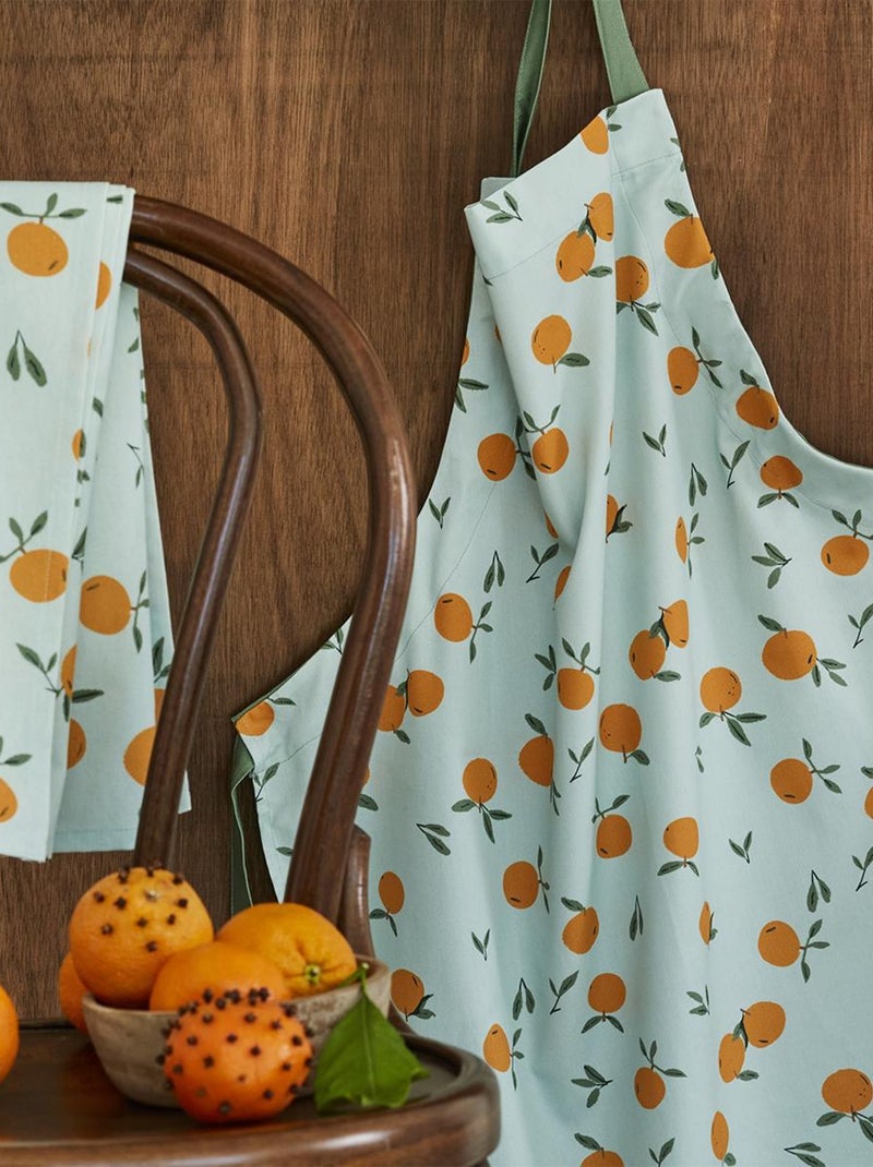 Tablier imprimé en coton, CLEMENTINES Orange clair - Kiabi