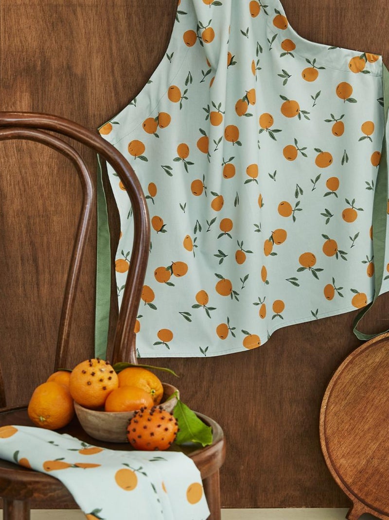 Tablier imprimé en coton, CLEMENTINES Orange clair - Kiabi