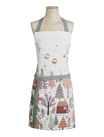 Tablier imprimé en coton, FORÊT DE NOËL