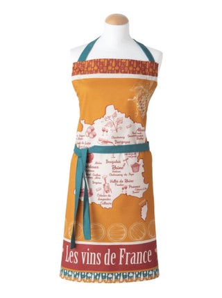 Tablier imprimé en coton, VINS DE FRANCE