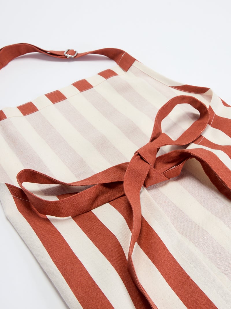 Tablier rayé avec poche brodée Beige - Kiabi