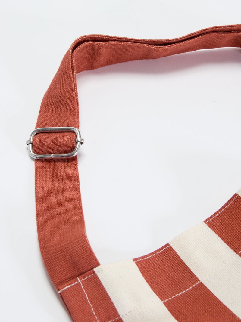 Tablier rayé avec poche brodée Beige - Kiabi