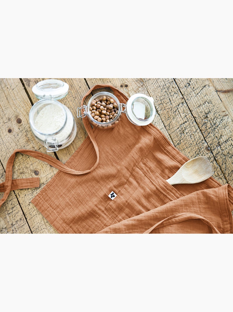 Tablier Serveur – Gaze de Coton Unie GAÏA Abricot - Kiabi