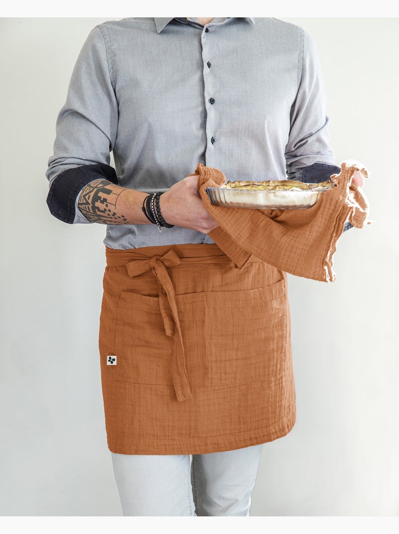 Tablier Serveur – Gaze de Coton Unie GAÏA Abricot - Kiabi