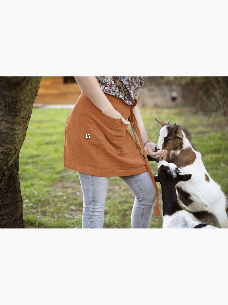 Tablier Serveur – Gaze de Coton Unie GAÏA Abricot - Kiabi