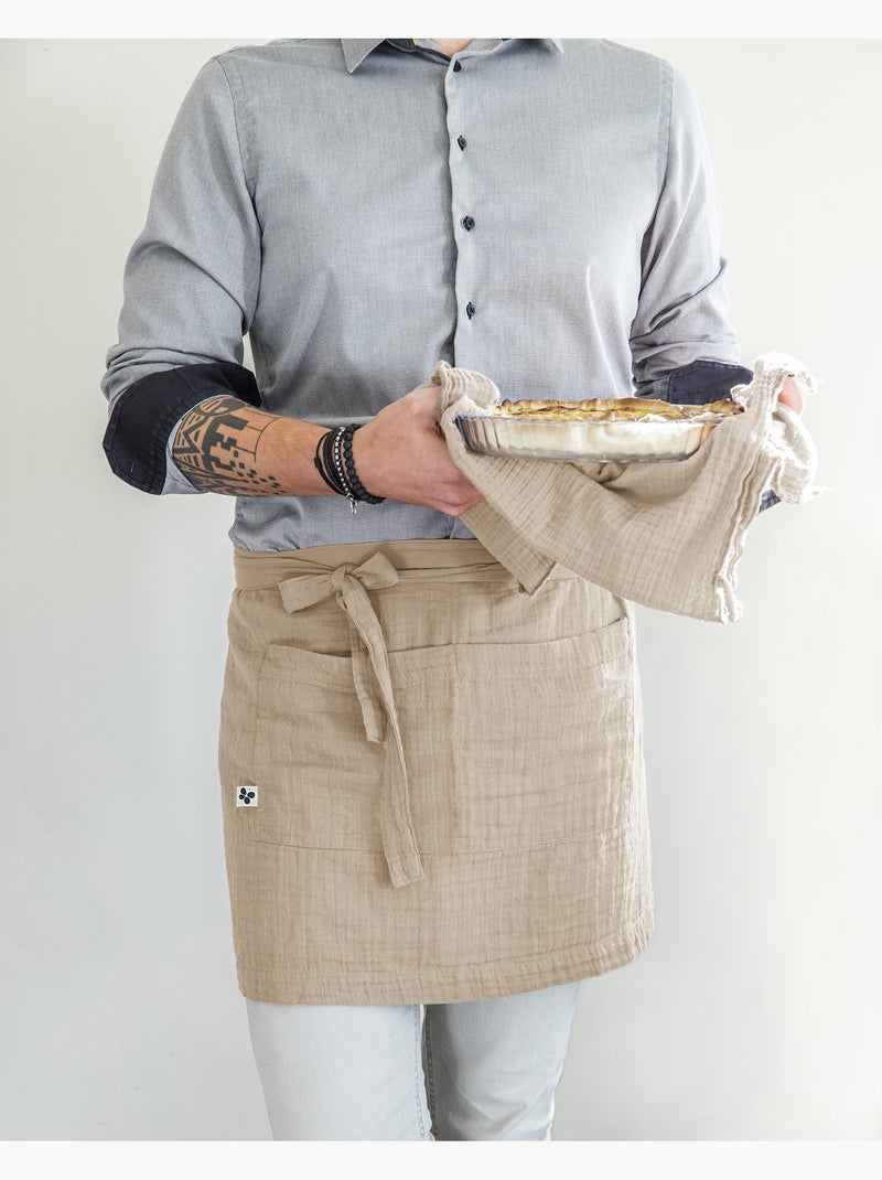 Tablier serveur – gaze de coton unie gaïa Beige Ficelle - Kiabi