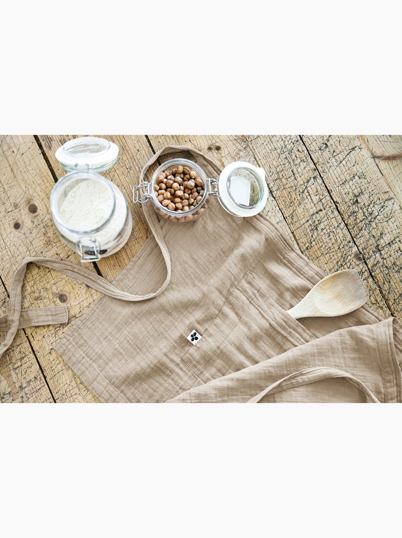 Tablier Serveur – Gaze de Coton Unie GAÏA Beige foncé - Kiabi