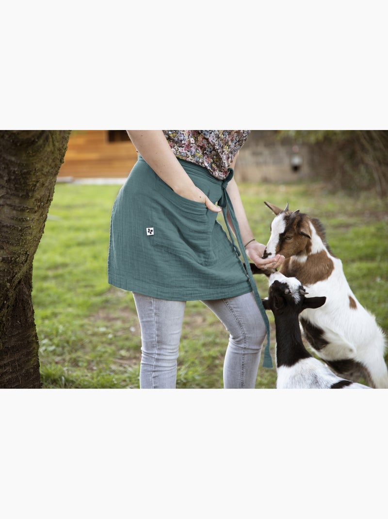 Tablier Serveur – Gaze de Coton Unie GAÏA Bleu canard - Kiabi