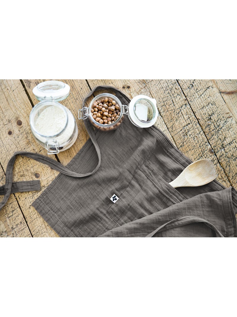 Tablier Serveur – Gaze de Coton Unie GAÏA Gris Granit - Kiabi