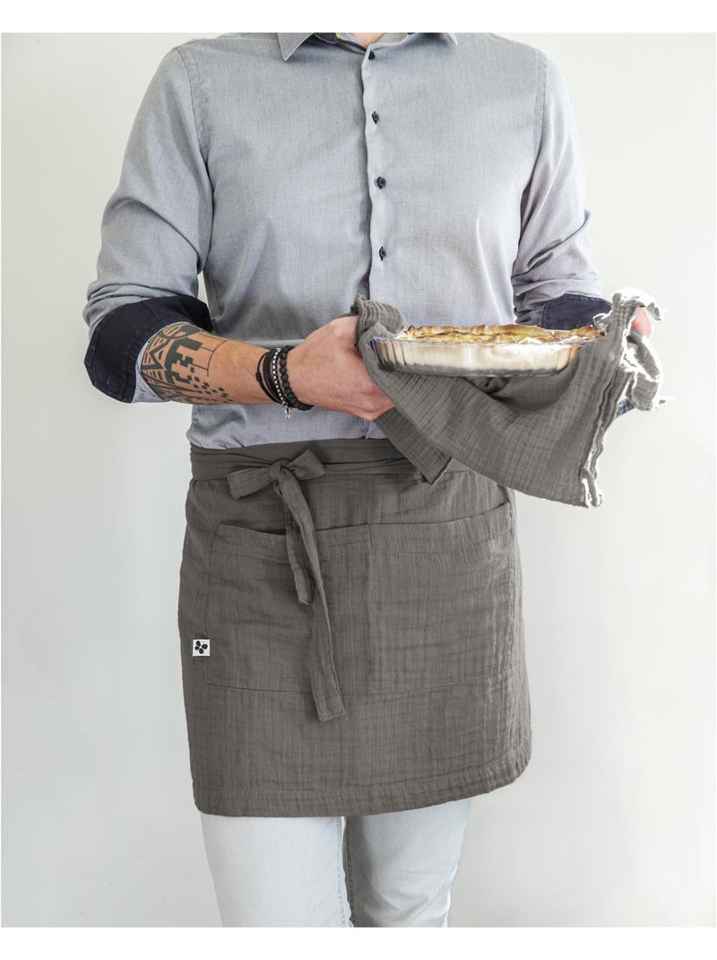 Tablier Serveur – Gaze de Coton Unie GAÏA Gris Granit - Kiabi