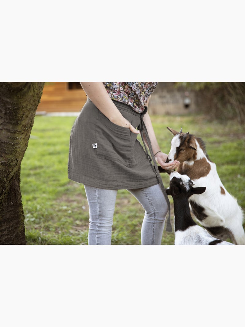 Tablier Serveur – Gaze de Coton Unie GAÏA Gris Granit - Kiabi