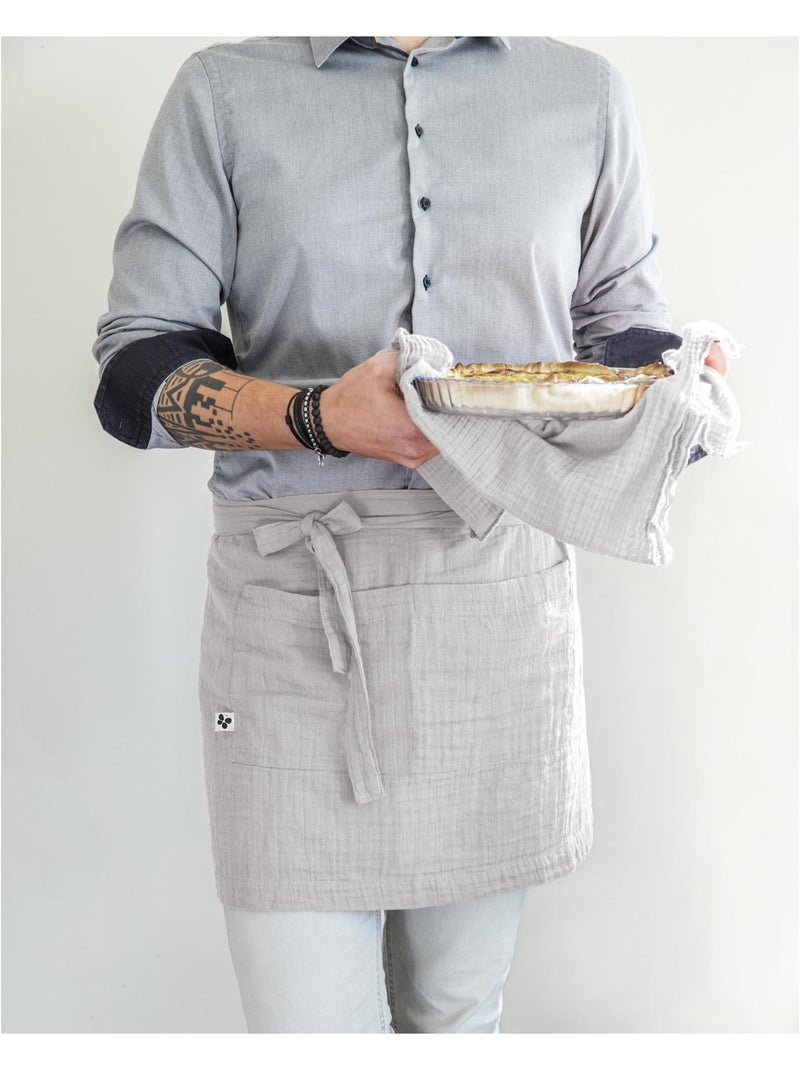 Tablier serveur – gaze de coton unie gaïa Gris nuage - Kiabi