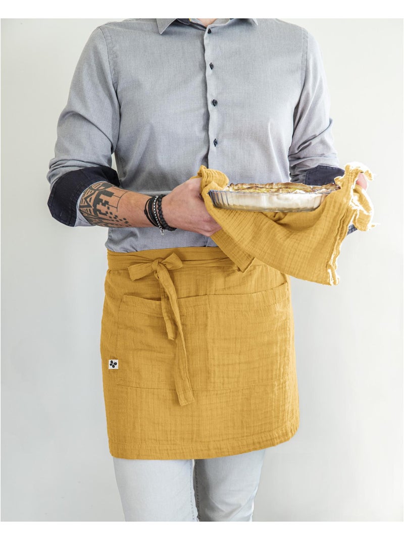Tablier serveur – gaze de coton unie gaïa Safran - Kiabi