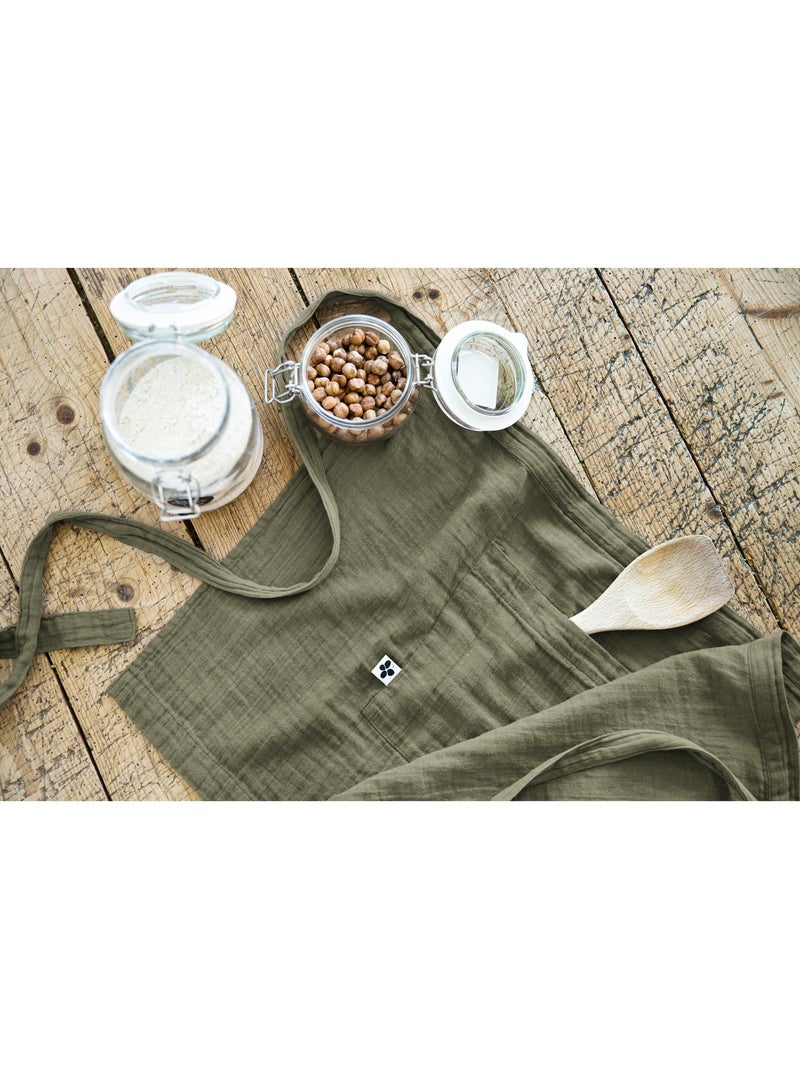 Tablier serveur – gaze de coton unie gaïa Vert romarin - Kiabi