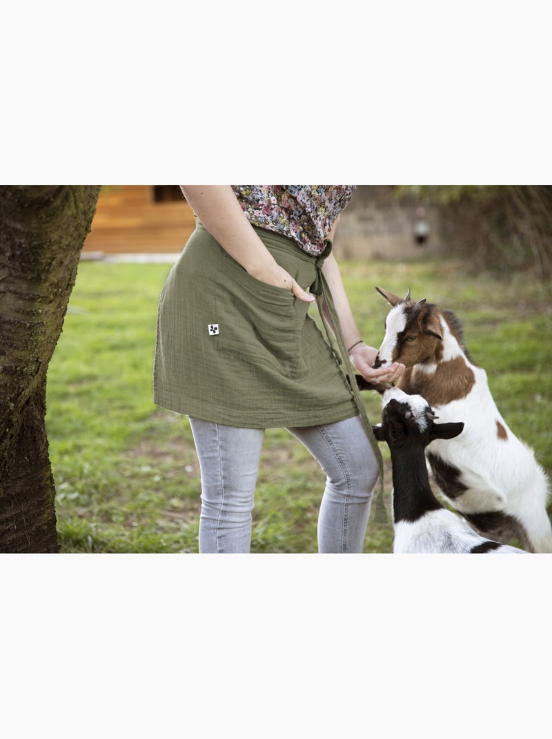 Tablier serveur – gaze de coton unie gaïa Vert romarin - Kiabi