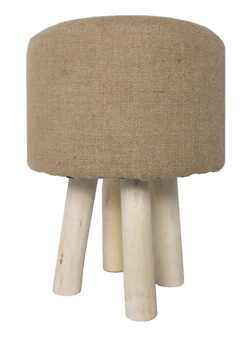 Tabouret bois et jute INDIES - Kiabi