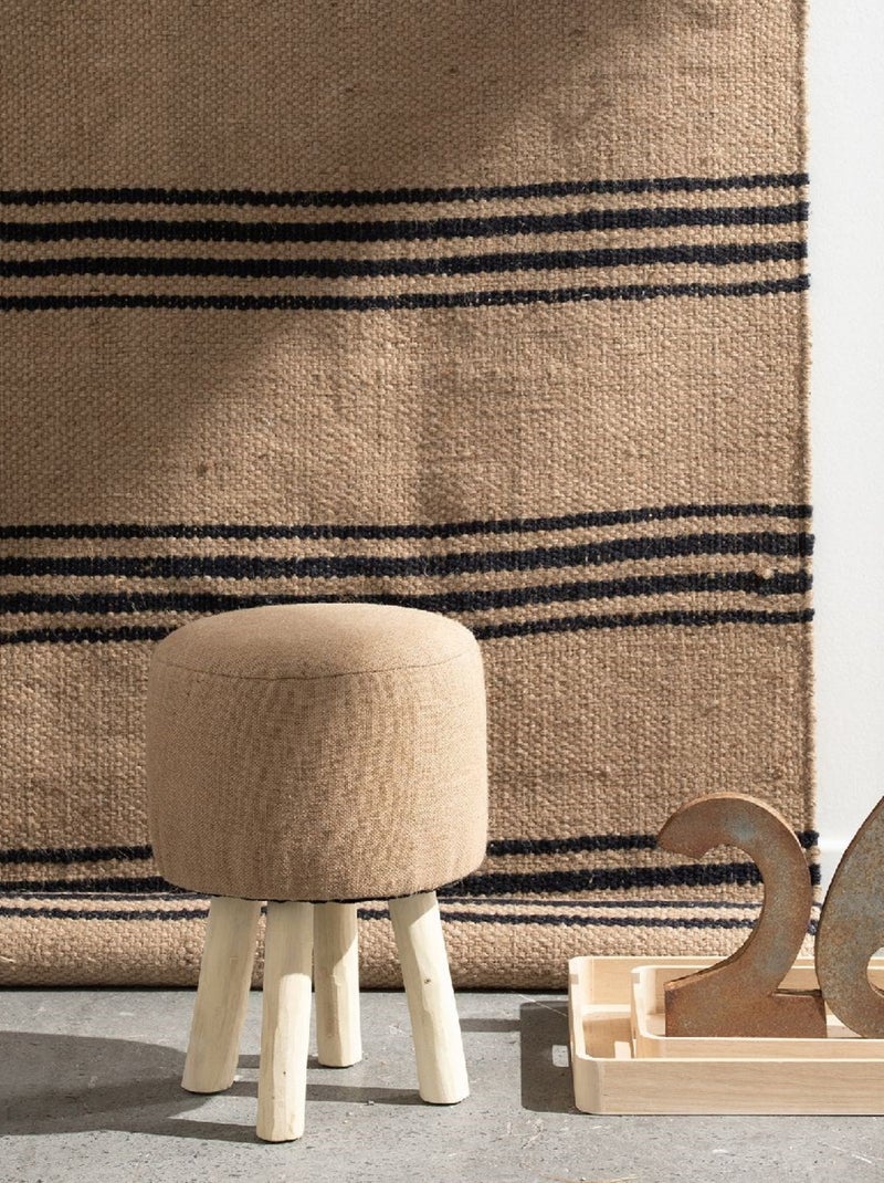Tabouret bois et jute INDIES Beige - Kiabi