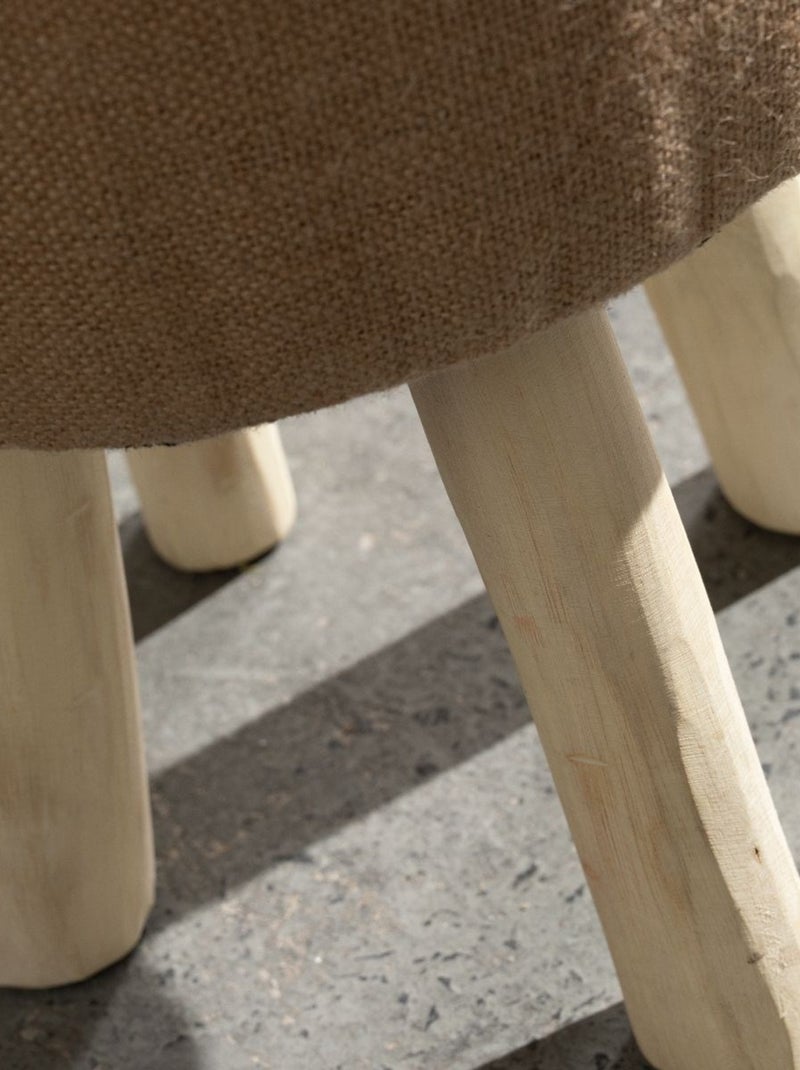 Tabouret bois et jute INDIES Beige - Kiabi