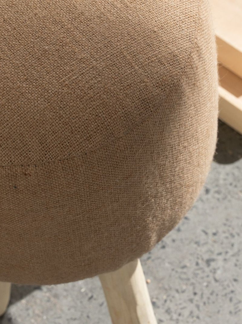 Tabouret bois et jute INDIES Beige - Kiabi