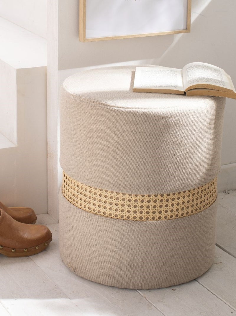 Tabouret cannage PALMA Beige - Kiabi