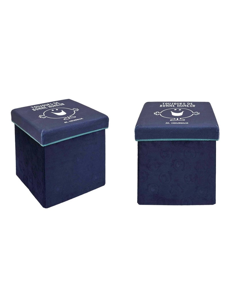 Tabouret coffre enfant collection Monsieur/Madame - Monsieur Heureux (lot de 2) Gaspard Bleu marine - Kiabi