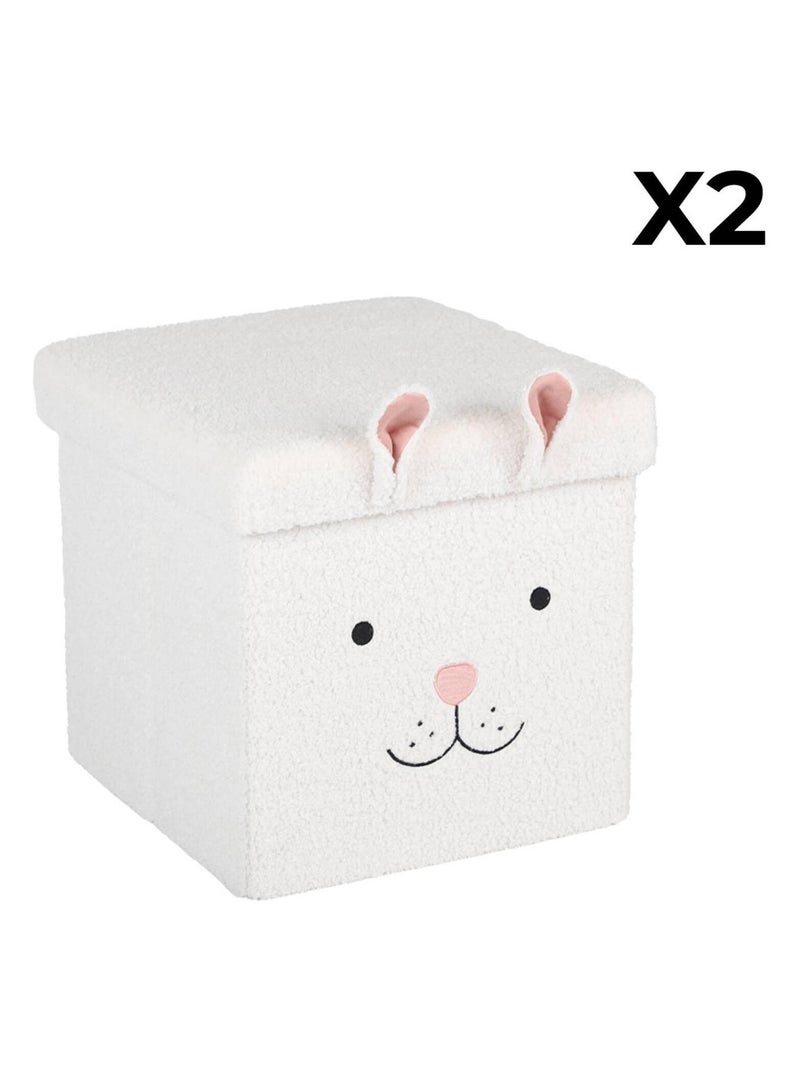 Tabouret-coffre pliant pour enfant bouclette lapin (lot de 2) Nivens Blanc - Kiabi