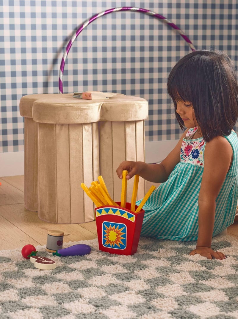 Tabouret-coffre pour pliant pour enfant velours fleur (lot de 2) Daphné Beige - Kiabi