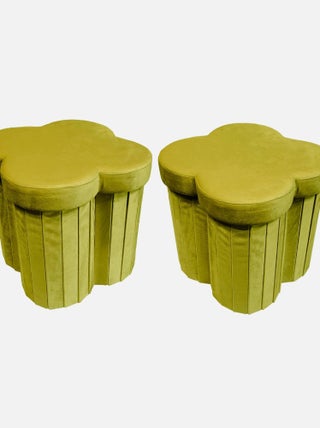 Tabouret-coffre pour pliant pour enfant velours fleur (lot de 2) Daphné