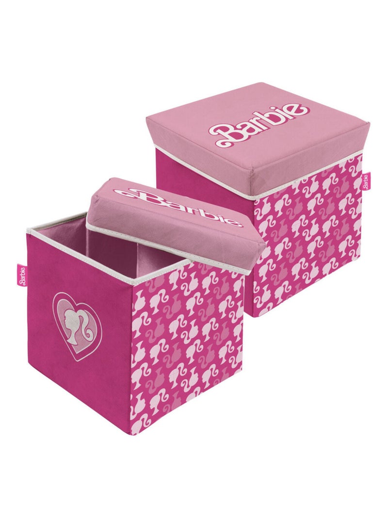 Tabouret de rangement cube - Barbie Rose - Kiabi