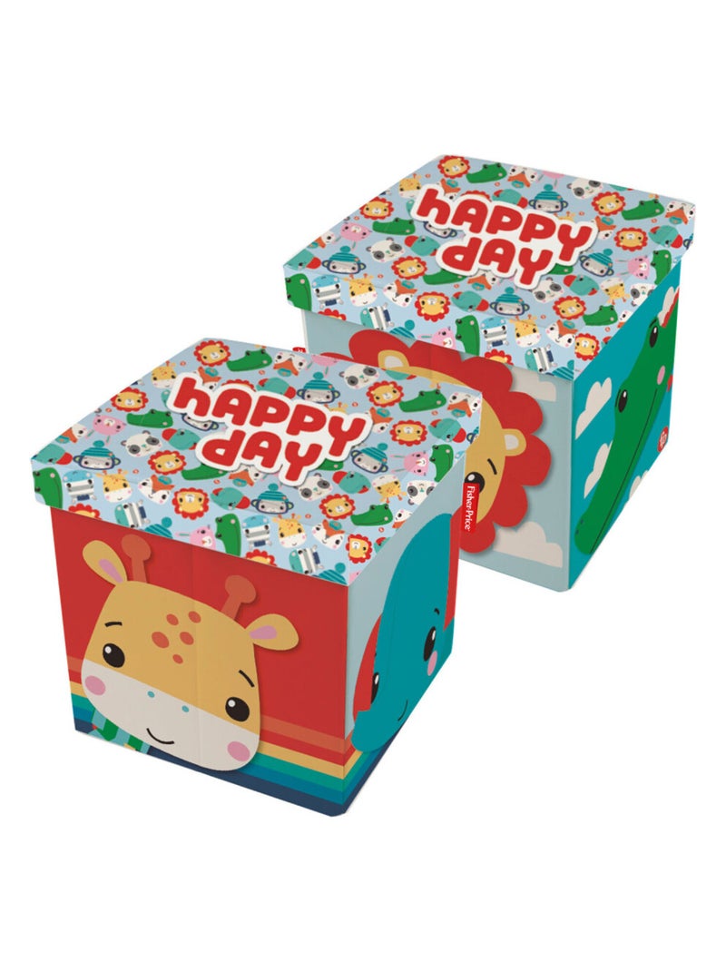 Tabouret de rangement cube Animaux - Happy Day Fisher Price Multicolore - Kiabi