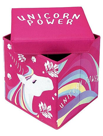 Tabouret de rangement cube licorne - Unicorn Power