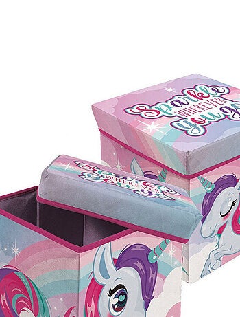 Tabouret de rangement cube Licorne Sparkle Wherever You Go