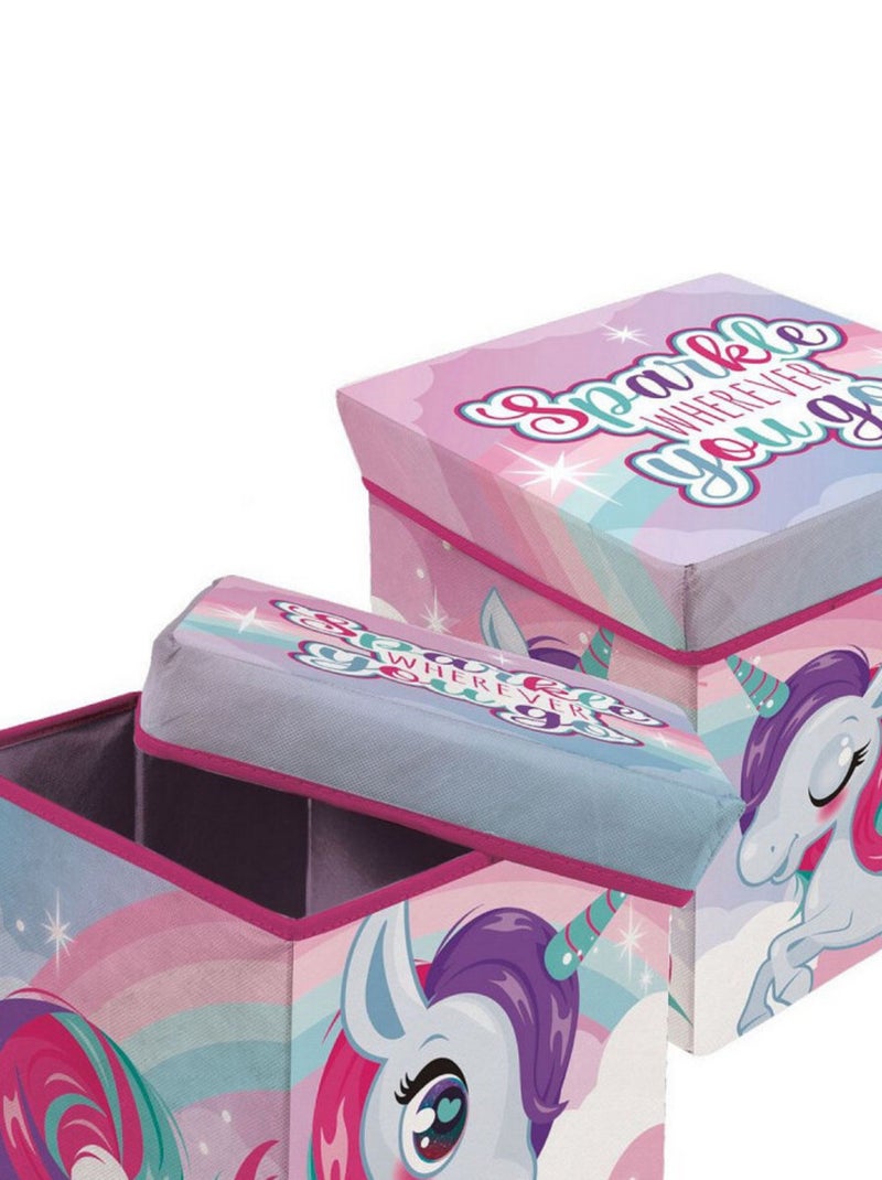 Tabouret de rangement cube Licorne Sparkle Wherever You Go Multicolore - Kiabi